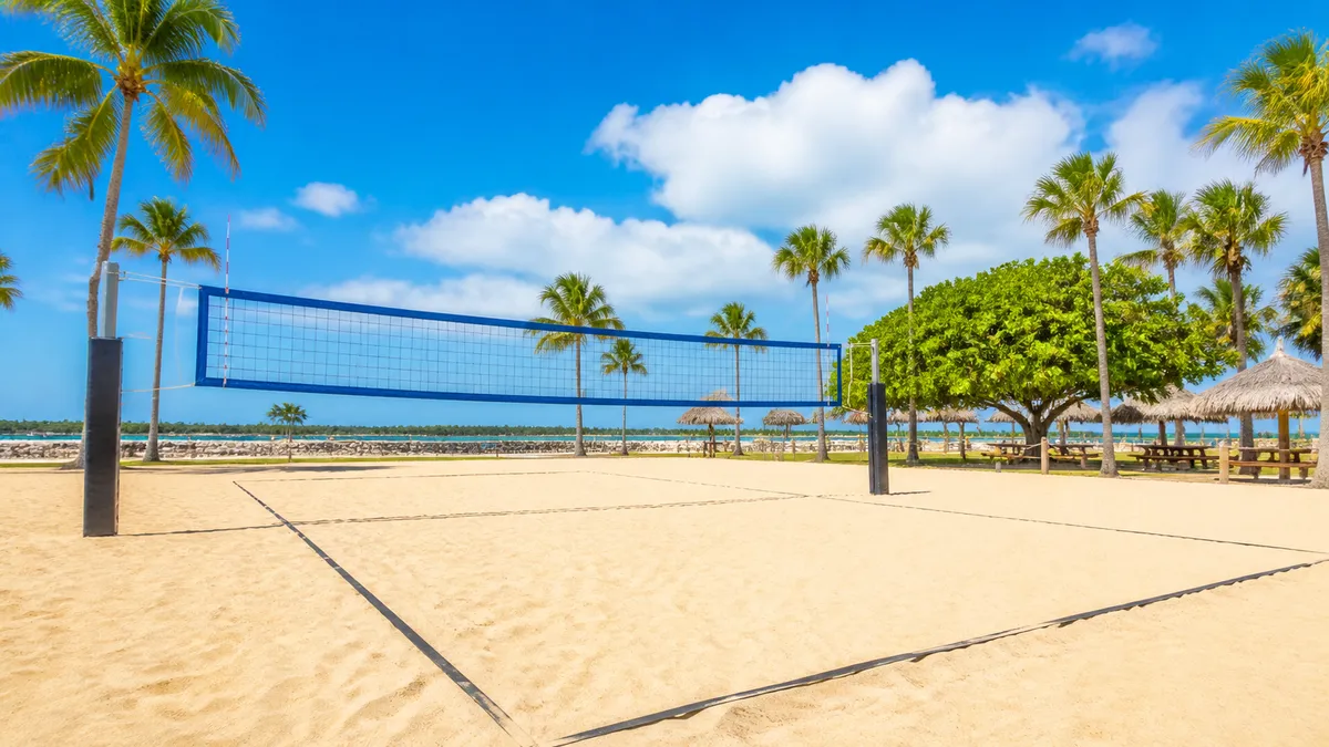 Sunny beach volleyball court at Ragle Ranch Park